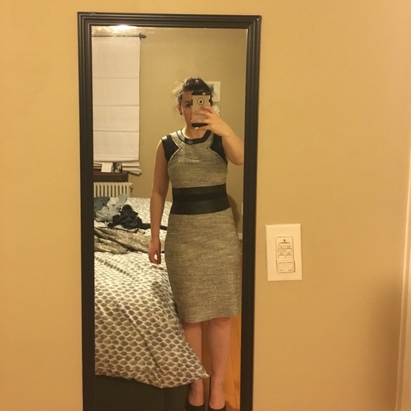 Rebecca Taylor Dresses | Rebecca Taylor Tweed Dress With Leather Accents | Color: Black/Gray | Size: 4 | Cpgoldstein's Closet Rebecca Taylor Dresses | Rebecca Taylor Tweed Dress With Leather Accents | Color: Black/Gray | Size: 4 | Cpgoldstein's Closet